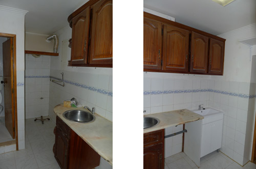 Interior da zona de cozinha, antes de ser remodelada